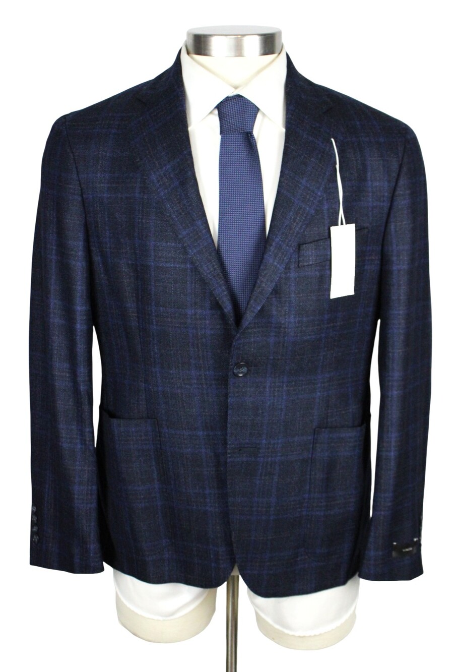 Vince Blazer 40 S Mens Navy Blue Plaid Loro Paina Wool SIlk Cashmere Sport Coat